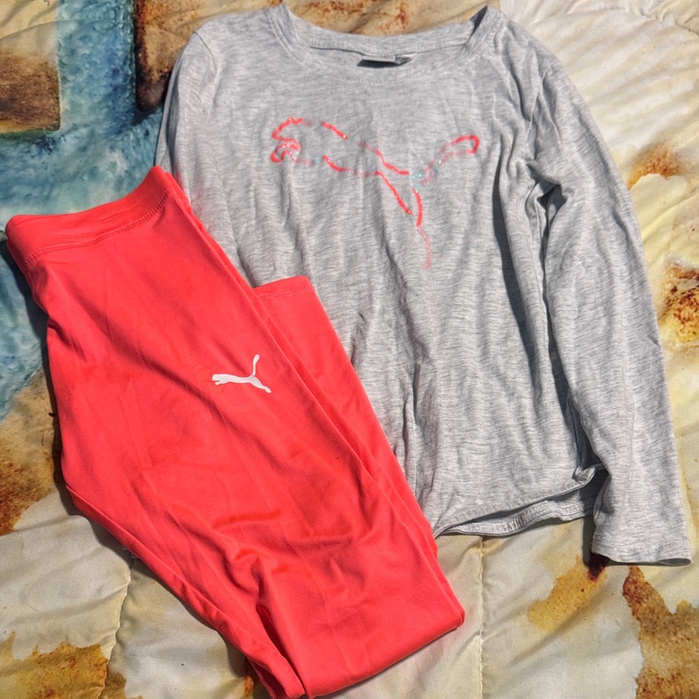 Puma Kids Pajama Set - Gray and Coral